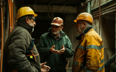 propietario discutiendo con contratistas por tuberia rota ¿Por qué revisar la tubería antes de comprar un inmueble?